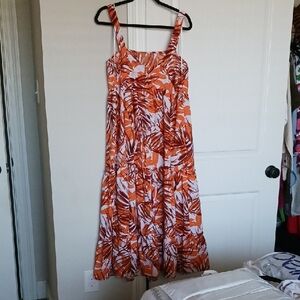 Emma & Michele Vibrant Orange and White Dress